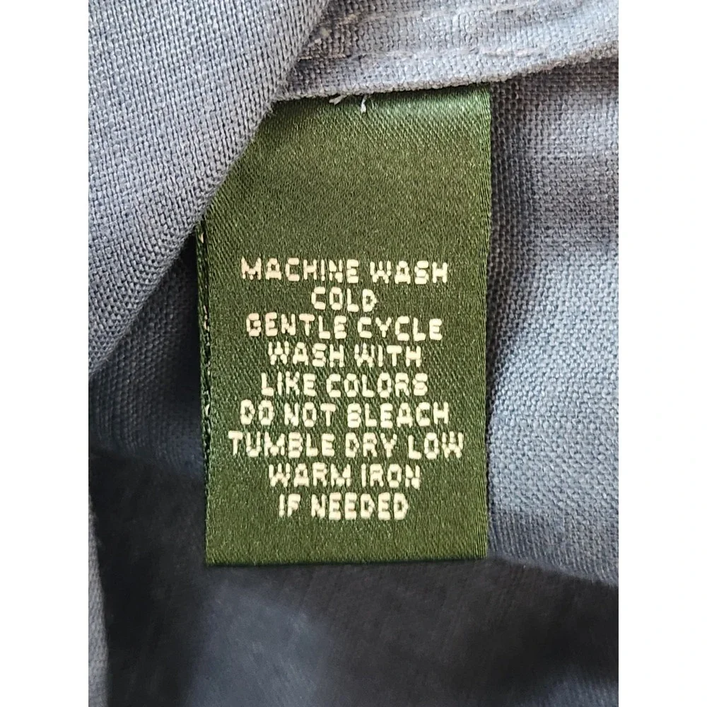 Ralph Lauren Shirt Womens Large Blue Linen Long Sleeve Button Up Beachy Coastal - Picture 15 of 15